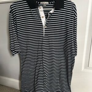 Peter Millar Black and White Striped Polo